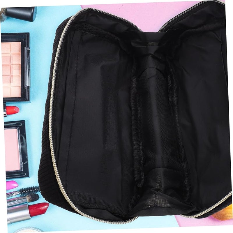 Large Corduroy Makeup Bag Travel Cosmetic Organizer Toiletry Pouch For Women - Image 5